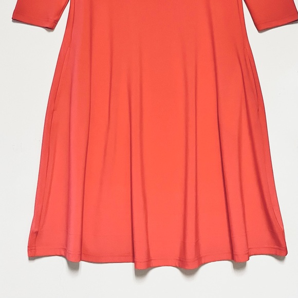 Sympli Nu Trapeze Dress Size 2 Coral Slinky Jersey Travel Knit Pockets Lagenlook - Picture 7 of 8